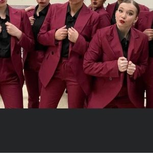 Red suite- jacket, pants and black shirt